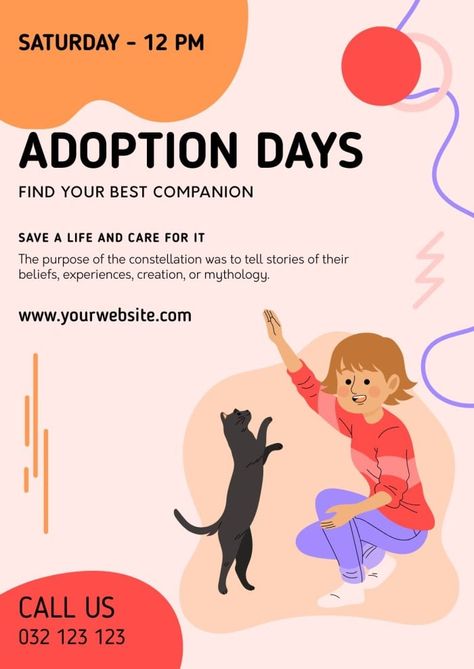 Cute Hand-drawn Adoption Days Poster Adoption Poster, Adoption Day, Rack Card, Adoption Center, Cat Cafe, Brand Kit, Home Poster, Cat Shelter, Cat Adoption