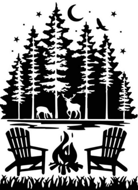 Camping Wood Burning Ideas, Hunting Cricut Ideas, Wood Burning Ideas Patterns, Cricut Camping, Wood Burning Patterns Stencil, Cross Stitch Silhouette, Wood Burning Stencils, Bird Houses Ideas Diy, Stencils For Wood Signs