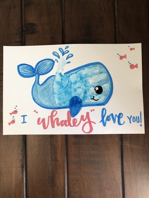 Infant Fish Art, Whale Handprint Craft, June Handprint Crafts, Ocean Art For Infants, Under The Sea Infant Art, Ocean Infant Art, Ocean Crafts For Infants, Arts And Crafts For Infants, Nicu Crafts Ideas