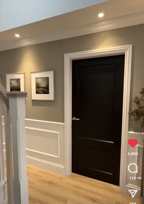 Dark Panelling Hallway, Dark Hallway Ideas, Dark Doors, Dark Hallway, Dark Floors, Dark Beige, Hallway Ideas, Hallway, Home Design