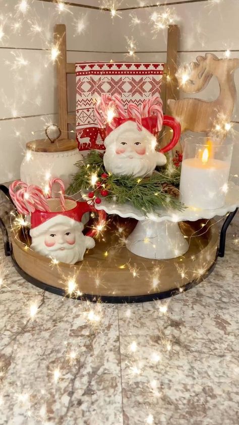 Santa Claus coffee corner! Comment LINK and I’ll send you links to all to the decor! I got the mugs from Amazon last year and I’ve been obsessed with them ever since!! 🎄🎅When do y’all start decorating for Christmas?I believe im going to decorate my living room today! I plan to bring in a big cozy rug for winter, add lots of greenery and bells to my fireplace, and put up a tree in the corner!🎄🎄I’m so excited!! Decorating is my creative outlet. It’s one of my favorite things to do in my free t