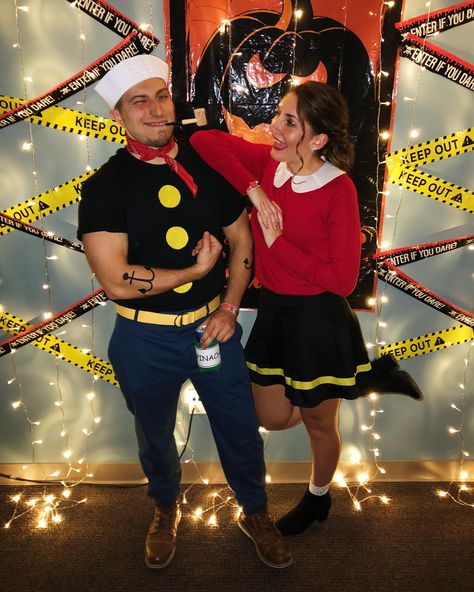 Popeyes And Olive Costume, Popeye Couple Costume, Popeye The Sailor Man Costume, Popeye Olive Costume, Betty Boop And Popeye Costume, Popeye And Olive Oil Costume Couple, Popeye And Olive Oil Costume, Olive Oil Costume, Popeye Halloween Costume