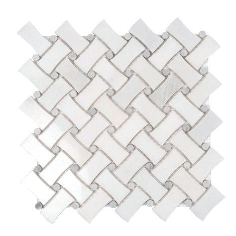 Fresh bright tone, a dynamic look and an appearance that communicates luxury, what's not to love about this marble basket weave tile. If you're after a hot pattern that's always in style, this white basket weave tile is the way to go. It offers high-quality wall and floor surfaces that allow you to create a dynamic decorative scheme for the kitchen, living room, shower or bathroom designs. This white marble tile remains a popular choice for bathrooms because of its natural association with clean Basket Weave Floor Tile Bathroom, Marble Basketweave, White Marble Mosaic, Basket Weave Tile, White Basket, White Marble Tiles, White Baskets, Backsplash Designs, Marble Mosaic Tiles