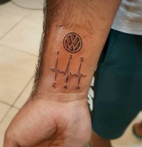 Car Lover Tattoo Ideas, Vw Tattoo Ideas, Car Tattoos For Women, Car Enthusiast Tattoo, Volkswagen Tattoo, Car Tattoos For Guys, Wv Tattoo, Car Tattoo Ideas, Vw Tattoo