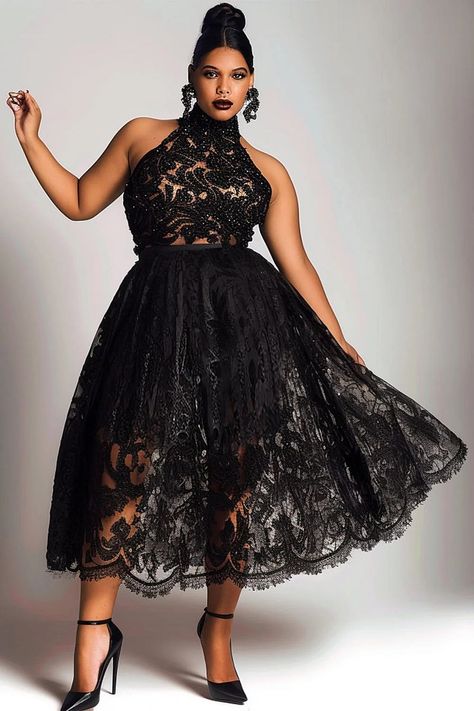 Plus Size Dresses for Women | Xpluswear Cocktail Dress For Middle Aged Women, Plus Size Black Wedding Guest Outfit, Plus Formal Dresses Plus Size, Goth Wedding Attire Guest, Winter Cocktail Dress Plus Size, Womens Clothing Plus Size, After Five Attire For Women Dresses, Wedding Party Outfits Women, Black And Gold Midi Dress