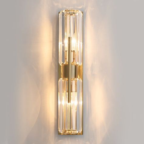 Bedside Wall Lights, Wall Lamps Living Room, Metal Wall Light, Modern Sconces, Crystal Wall, Gold Walls, Wall Mounted Light, Gold Geometric, Wall Lamps