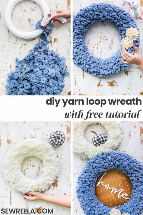 Finger Looping, Yarn Wreaths, Loopy Yarn, Finger Knitting Projects, Finger Crochet, Easter Wreath Diy, Easy Diy Wreaths, Bernat Blanket, Christmas Wreaths Diy Easy