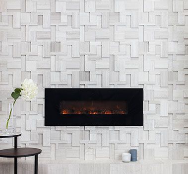 full wall fireplace tile Tiled Fireplace Wall, Accent Backsplash, Travertine Wall Tiles, Tile Fireplace, White Subway Tiles, Limestone Tile, The Tile Shop, Mosaic Wall Tiles, Shower Surround