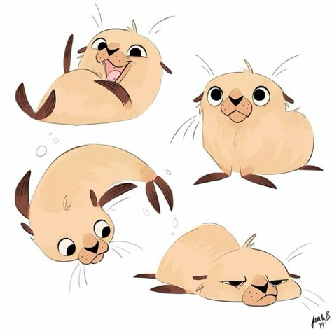 Baby Fur, Fur Seal, Sarah B, Anime Toon, Artist Instagram, Cute Animal Drawings Kawaii, Anime Animals, Animal Sketches, Cute Animal Drawings