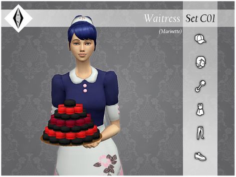 AleNikSimmer's Waitress Marinette - SetC01 Sims 4 Ladybug, Uraraka Cosplay, Waitress Outfit, Ladybug Outfits, Sims 4 Characters, Sims House Design, Sims Community, Sims 4 Game, Miraculous Ladybug Anime