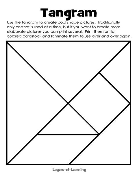 Free printable tangram Tangram Printable, Tangram Activities, Art Layers, Tangram Patterns, Shape Study, Puzzles Printable, Shapes Lessons, Printable Crossword Puzzles, Self Esteem Worksheets