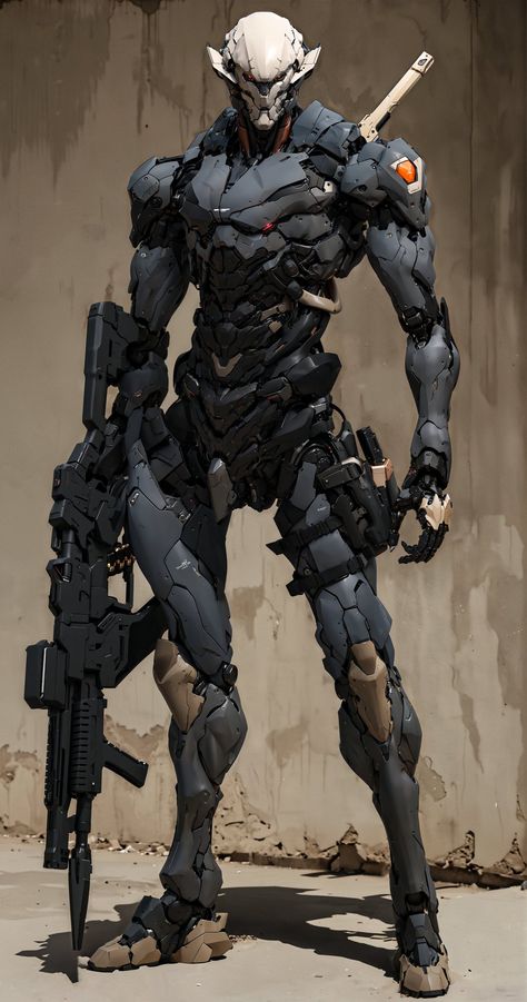 Robot Armor Concept Art, Gorilla Arms Cyberpunk, Combat Robot Concept Art, Cyberpunk Robot Art, Sci Fi Concept Art Character Design, Mech Armor Concept Art, Robot Muscle, Fantasy Robot Concept Art, Android Concept Art