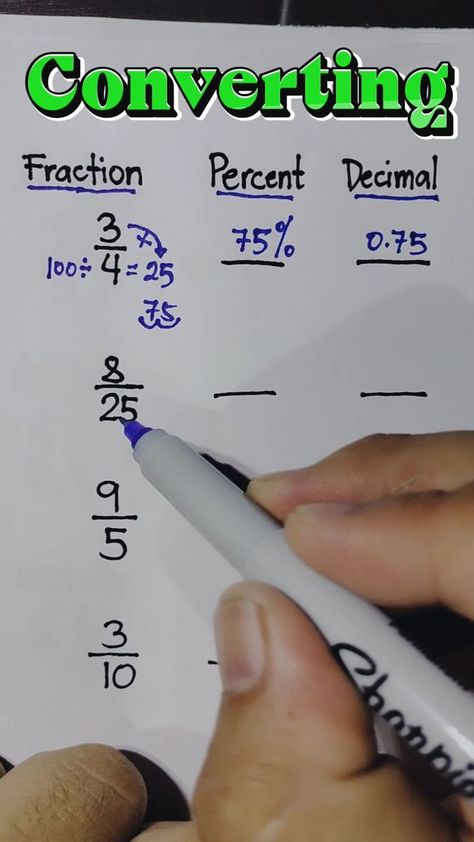 629K views · 19K reactions | Math Review: Converting Fraction to Percent to Decimal #mathematicstutorial #sharingiscaring #SimpleMathematics #FractionTricks #fraction #decimal #percent | By Mathematics Tutorial | Facebook Fraction Cheat Sheet, Fraction Decimal Percent, Percent Of A Number, School Knowledge, Math Tips, Converting Fractions, Teaching Math Strategies, Math Magic, Math Genius