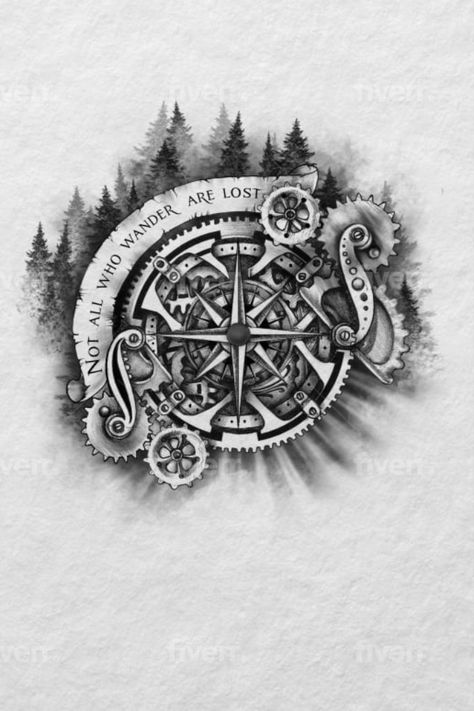 Compass Octopus Tattoo, Cracked Compass Tattoo, Compass Time Tattoo, Anchor Ship Wheel Compass Tattoo, Octopus And Compass Tattoo, Broken Compass Design, Let Them Tatoos, Compass Skull Tattoo, Compass Half Sleeve Tattoo