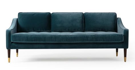 Brando 74" Fabric Sofa, Tranquil Velvet Bench Sofa, Blue Velvet Sofa, Seat Bench, Bench Seat Cushion, Couch And Loveseat, Mid Century Modern Sofa, Mid Century Sofa, Sofa Frame, Sustainable Home