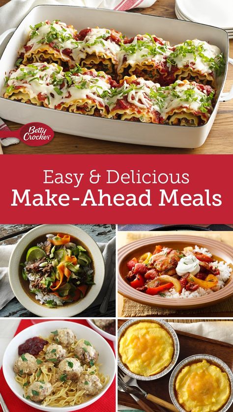 Busy schedules don’t always leave time for homemade meals, but these pre-prepped recipes make dinnertime a breeze. Healthy Meals To Make, Build A Meal, Best Potluck Dishes, Pre Cooked Meals, Pre Prepared Meals, Complete Meals, Frozen Lasagna, Pre Made Meals, Freezer Friendly Meals