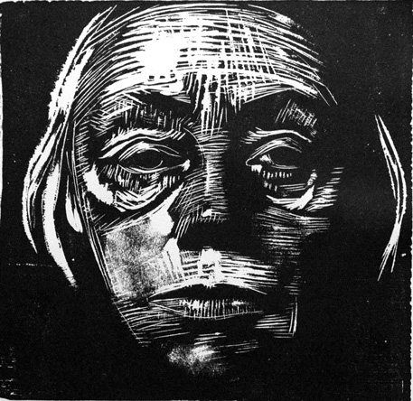 Self-Portrait by Kathe Kollwitz, woodcut, 1923. Kollwitz was always so brave with her line, unhesitating and bold. I quite admire that! Rick Amor, Karl Hofer, Kathe Kollwitz, Woodcut Printing, Relief Printmaking, L'art Du Portrait, Scratch Art, Linocut Art, Woodcuts Prints