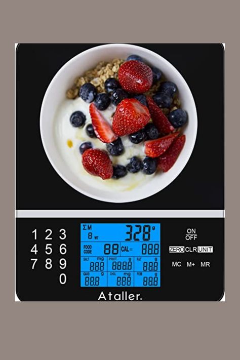 Nutritional analysis - Weigh your food with the Ataller diet kitchen scale and keep an overview of your diet, especially with the 999 food codes. Precise weighing - Digital scale for your kitchen measures to the gram. It shows you the Calories, Sodium, Protein Fat, Carbohydrate, Chol and Fibre. Simple and clear - Ataller kitchen scales have a clear and easy-to-read display. The application is very simple. Max. measuring weight is 5000g with a division of 1g. Macro Ideas, Digital Food, Kitchen Scales, Digital Kitchen Scales, Food Scale, Prep Kitchen, Digital Scale, Kitchen Scale, Full Meal Recipes