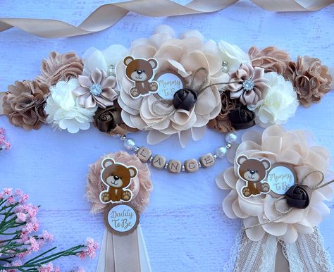 Maternity Sash Diy, Baby Shower Sash, Maternity Belt, Baby Shower Corsage, Maternity Sash, Unisex Baby Shower, Bearly Wait, Mommy To Be, Teddy Bear Baby Shower