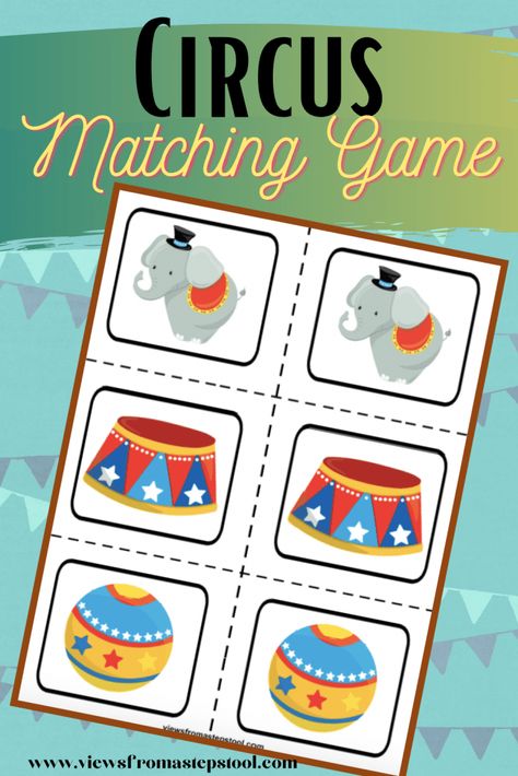 This printable Circus Matching Game is great for kids. This matching activity is perfect for preschool-aged children and early learners as it requires no reading at all.  #printablegames #kidsactivities #circusactivities #kidsgames #kidsprintables #matchinggames Carnival Math Activities For Preschool, Circus Literacy Activities, Circus Activities Preschool Learning, Circus Theme Preschool Activities Free Printables, Circus Ideas For Preschool, Circus For Preschoolers, Circus Lesson Plans For Toddlers, Circus Fine Motor Activities, Circus Theme For Preschool