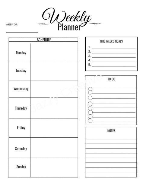 Week Planer Template, Weekly Overview Planner, Weekly Planner University, Weekly Planner Black And White, Weekly Planner Sheets, Weekly Schedule Planner, Study Planner Printable, Undated Weekly Planner, Bullet Journal Printables