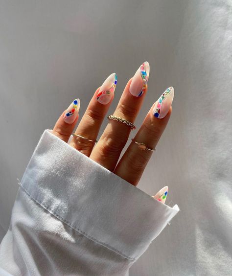 Nails Nuetral, Trendy Acrylic Nails, Almond Acrylic, Colourful Nails, Wow Nails, May Nails, Spring Acrylic Nails, Nails Matte, Colored Acrylic