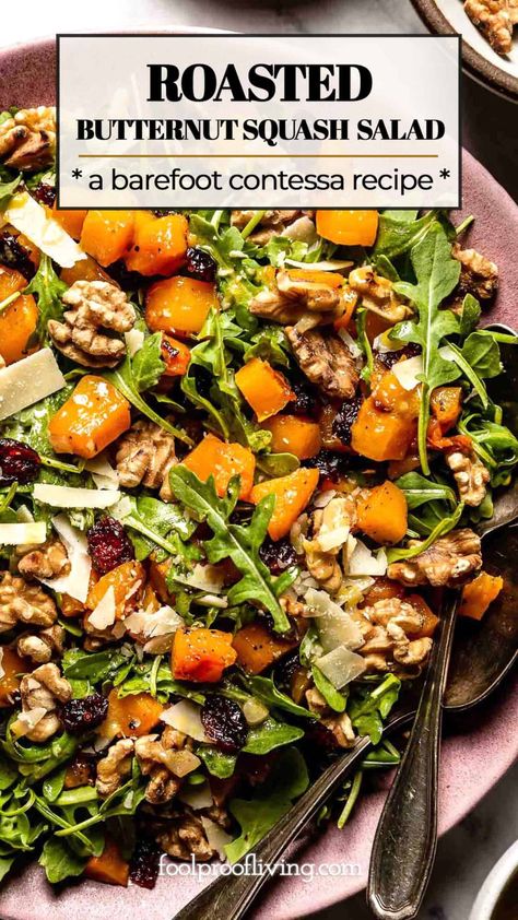 Roasted Butternut Squash Salad, Fall Salads, Autumn Salad Recipes, Thanksgiving Salad, Butternut Squash Salad, Fall Salad, Harvest Salad, Squash Salad, Ina Garten Recipes