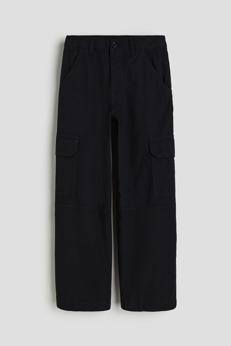 Wide cargo trousers Dubai Abu Dhabi, Cargo Pant, Cargo Trousers, Wide Legs, Black Kids, Woven Cotton, Fashion Company, Cotton Weaving, Cargo Pants