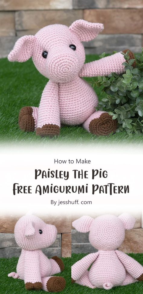 One of the adorable creations in this realm is Paisley the Pig, a charming little amigurumi pattern designed by jesshuff.com. We will explore the delightful world of Paisley the Pig and learn how to create this cute and cuddly toy ourselves. Amigurumi Pig Free Pattern, Pig Crochet Pattern Free, Crochet Pig Pattern Free, Pig Amigurumi Free Pattern, Crochet Pig Amigurumi, Crochet Pig Pattern, Pig Amigurumi, Pig Crochet, Crochet Stuffies