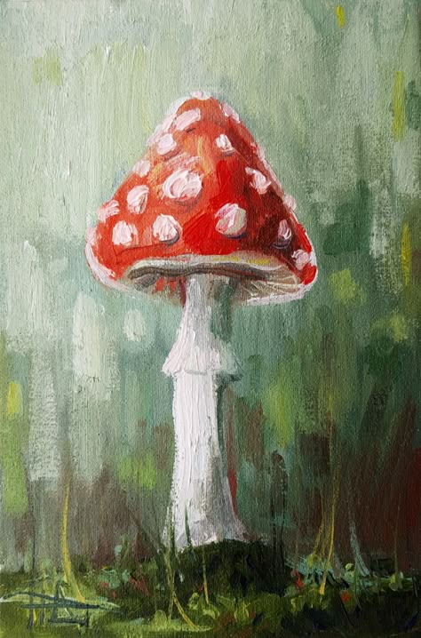 Skulls Animal, Glass Cloches, Mushroom Paint, Halloween Watercolor, Acrylic Painting Inspiration, Fly Agaric, Mushroom Drawing, Paint Canvas, Oil Pastel Drawings