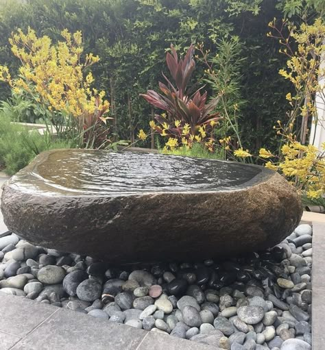 Boulder Fountain, Japanese Garden Landscape, Outdoor Water Features, Zen Garden Design, Garden Water Feature, Backyard Water Feature, Water Fountains Outdoor, Water Features In The Garden, Garden Fountain