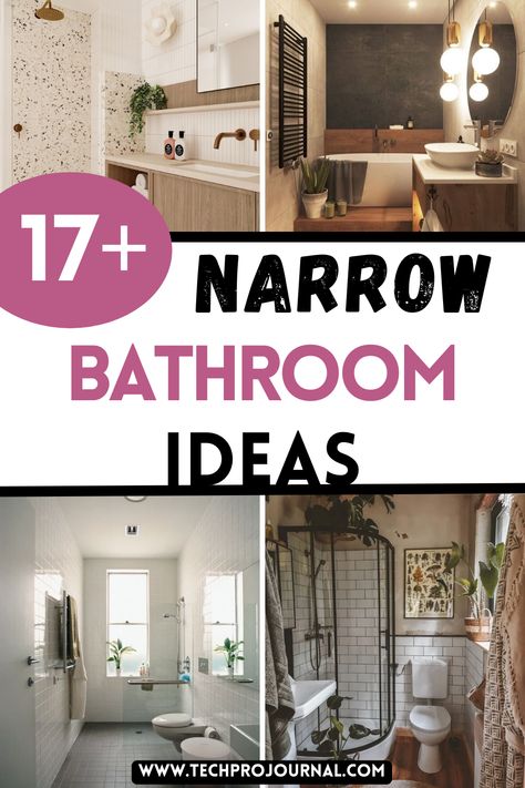 Make the most of your compact bathroom with these narrow bathroom ideas that optimize layout and design. From clever storage to space-saving fixtures, these narrow bathroom ideas show you how to add style and function without feeling cramped. Small Ensuite Bathroom Layout, Wetroom Ideas With Bath, Pass Through Bathroom Layout, Small Space Bathroom Layout, Narrow Washroom Ideas, Bathroom Design Narrow, Rectangle Shape Bathroom Ideas, Long Bathrooms Narrow Layout, Small Long Bathroom Ideas Layout