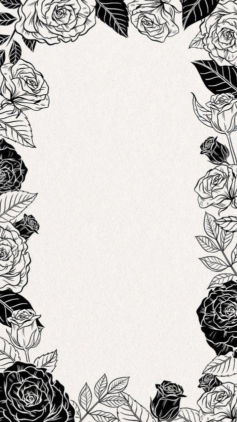 Flower Border Black And White, Blue Floral Iphone Wallpaper, Iphone Wallpaper Vintage Blue, Black And White Wallpaper Simple, Black And White Flower Background, Black And White Flowers Wallpaper, Black Flower Outline, Black And White Book Cover, Black And White Flower Wallpaper