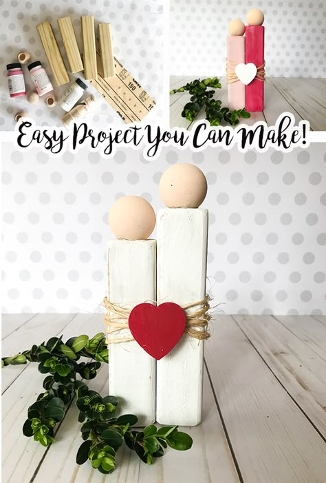 Couple Love - Rustic decor for Valentines Day or as a cute gift - easy craft that you can make!   #valentinesday #valentine  #love Valentine Wood Crafts, Saint Valentin Diy, Valentines Bricolage, Diy Valentine's Day Decorations, Rustic Valentine, Diy Valentines Decorations, Rustic Crafts, Valentine Projects, Diy Valentines Crafts