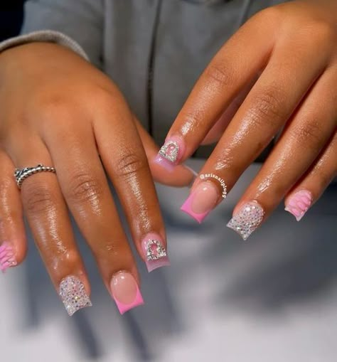 24th Birthday Nails Short, Birthday Nails Virgo Short, Pink Shorties Nails, Short Mom Nails, Full Set Nails Acrylic Short, Nail Shorties, Cute Pink Nails Short, Short Pink Nails Designs, Short Nails Birthday