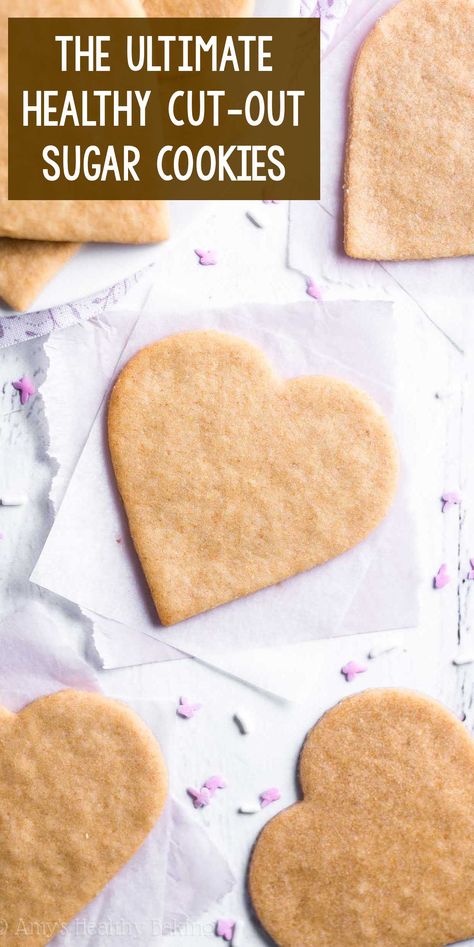 The ULTIMATE Healthy Sugar Cookies – these skinny cookies don't taste healthy at all! Soft, buttery & so easy! You'll never need another sugar cookie recipe again! ♡ best ever sugar cookies. easy cut out sugar cookies. clean eating sugar cookies. homemade soft & chewy sugar cookies. Healthy Cookie Decorating, Healthy Roll Out Cookies, Halloween Cookies Healthy, Healthy Butter Cookies, Sugar Cookie Recipe Healthy, Clean Sugar Cookie Recipe, Low Sugar Sugar Cookies, Healthier Sugar Cookies, Sugar Free Cutout Cookies