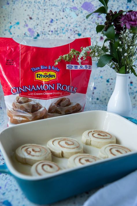 Cinnamon Rolls With Canned Cinnamon Rolls, Rhodes Cinnamon Rolls Overnight Heavy Cream, Frozen Cinnamon Rolls Rhodes, Rhodes Cinnamon Rolls Recipes, Frozen Cinnamon Roll Recipe, Fast And Easy Desserts, 9x13 Recipes, Caramel Cinnamon Rolls, Rhodes Rolls Recipes