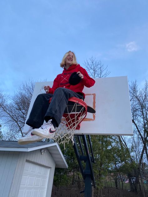 Sitting On Basketball Hoop, Skateboard Poses, Aura Photos, Playground Photoshoot, Aura Photo, Summer Photoshoot, Solo Pics, Basketball Hoop, Basketball Games