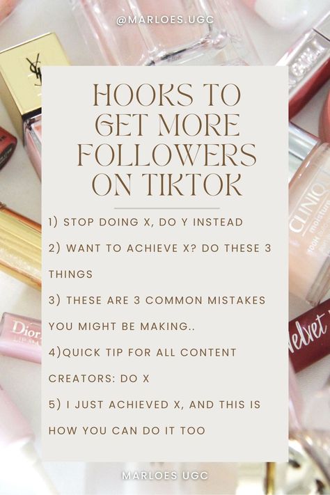 More Followers On Tiktok, Ugc Idea, Tiktok Hooks, Ugc Content Examples, Ugc Tips, Followers On Tiktok, Tiktok Content, Cosmo Girl, Start Youtube Channel