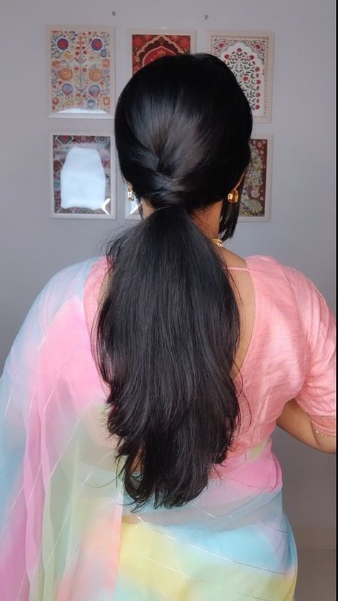 Enthralling_Care | Quick and Easy Open hairstyle 💞💞 . . . [ Saree, Indian Aesthetics, Indian culture, Song, Indian wear, open Hairstyle, Easy and quick... | Instagram Big Bun Hair Romantic, Hairstyle Saree, Open Hairstyle, Long Hair Indian, Quick Hairstyle, Indian Long Hair Braid, Indian Long Hair, Long Hair Images, Long Hair Buns