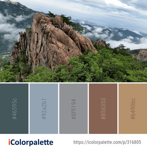 Color Palette Ideas from Mountainous Landforms Mountain Rock Image Mountain Color Scheme, Desert Mountain Color Palette, Mountains Color Palette, Mountain Mural Color Palette, Rocky Mountain Color Palette, Mountain Sunrise Color Palette, Scenery Mountain, Mountain Rock, Mountain Images