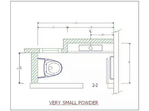 Floor plan Powder Room Layout, Bathroom Furniture Ideas, Powder Room Dimensions, Rustic Cabin In The Woods, Small Bathroom Floor Plans, Bathroom Drawing, Tiny Powder Rooms, Tiny Powder Room, Small Powder Room