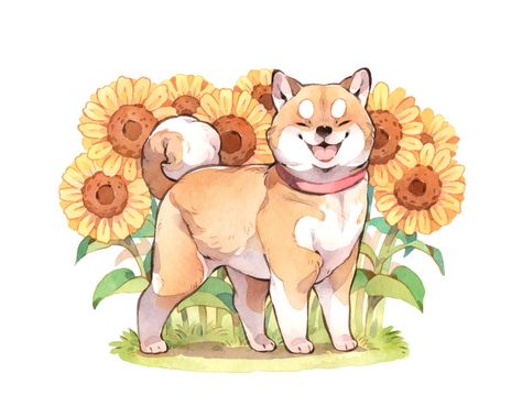 Twitter Cool Dog Drawings, Anime Dog Art, Cute Dogs To Draw, Shiba Illustration, Dog Cute Drawing, Cute Dog Sketch, Shiba Inu Drawing, Simple Dog Drawing, Cute Anime Dog