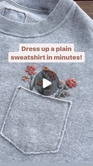 Missy Luukkonen on Instagram: "If you have wanted to try embroidering on clothing, we have the perfect thing just for you. Pre printed stick & stitch! You can stick them anywhere you want to embroider in clothing, shoes, towels and more! Simply peel, stick, stitch and rinse away when done! It’s that easy! Any stick & stich orders placed this weekend will ship before we leave on vacation this week, so grab yours now before we go and give it a try! I would love to see these flowers peeping out of jeans pockets, that would be so cute! 

The flowers used are from our botanical gardens collection and the coordinating thread pack. ❤️

#stickandstitch #embroidery #floralembroidery #handembroidery #embroideredclothing #embroidery #floralart #flowerappliqué #flowerembroidery #sweatshirt" Embroider Jeans Back Pocket, Peel And Stick Embroidery, Diy Sweatshirt Designs, Embroider Over Stains, Sweatshirt Hand Embroidery Ideas, Easy Embroidery On Clothes, Hand Embroidery Sweatshirt Diy, Embroidered Sweatshirts Diy, Embroider Sweatshirts Diy