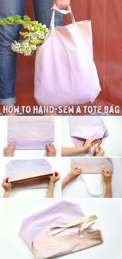 Hand Sewn Bags Diy, Hand Sewing Bag, Hand Sew Bag, How To Sew A Tote Bag Step By Step, No Sew Tote, No Sew Bag, Diy Grocery Bags, Making A Bag, Sew A Bag