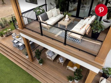 Hgtv Smart Home 2022, Second Story Deck, Small Balcony Ideas Apartment, Backyard Views, Hgtv Dream Home, Balcony Ideas Apartment, House Deck, Decks Backyard, Small Balcony Ideas