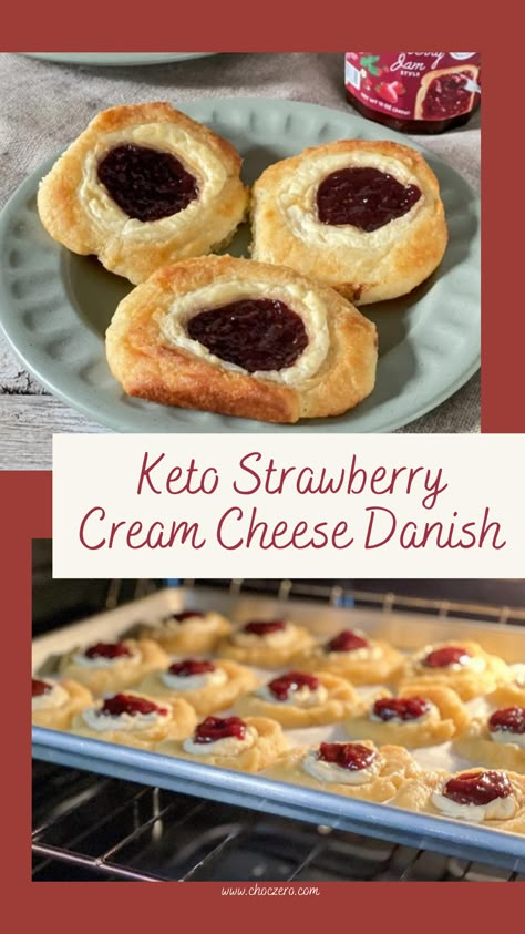 Keto Strawberry Cream Cheese, Strawberry Cream Cheese Danish, Keto Pastry, Eggs And Bacon, Cream Cheese Danish, Bariatric Diet, Postre Keto, Keto Cream, Pastry Recipe