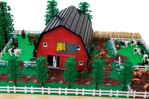 Old West Farm - Barn | The barn is generally based on barns … | Flickr 4h Lego Project Ideas, Lego Farm Ideas, Lego Diy Projects, Lego Farm, Lego Plants, Lego Hobby, Lego House Ideas, Lego Houses, Lego Town