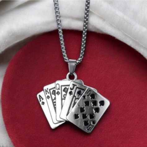 Christmas Present Themes, Casino Card, Casino Card Game, Texas Hold Em, Black Spades, Poker Casino, Card Necklace, Royal Flush, Strong Hand