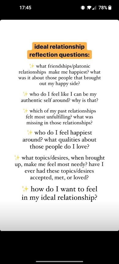 Couples Reflection Questions, Journal Prompts About Friendship, Journal Prompts For Relationship Problems, Self Love Reflection Questions, Self Reflection Journal Prompts Relationship, Platonic Relationship, Journal Questions, Reflection Questions, Past Relationships